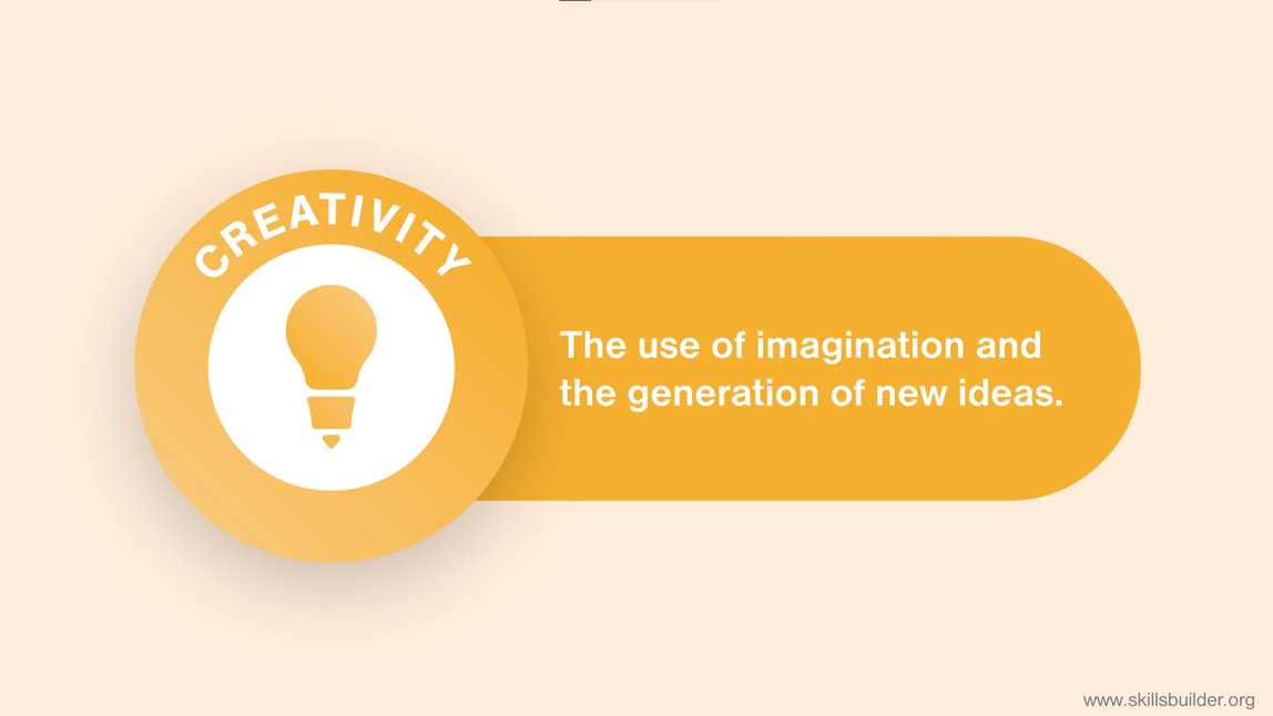 Screenshot of Creativity Summary. Text reads 'the use of imagination and the generation of new ideas'