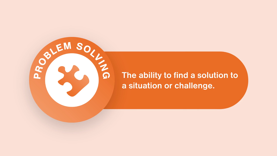 Screenshot of Problem Solving Summary. Text reads 'the ability to find a solution to a situation or challenge'